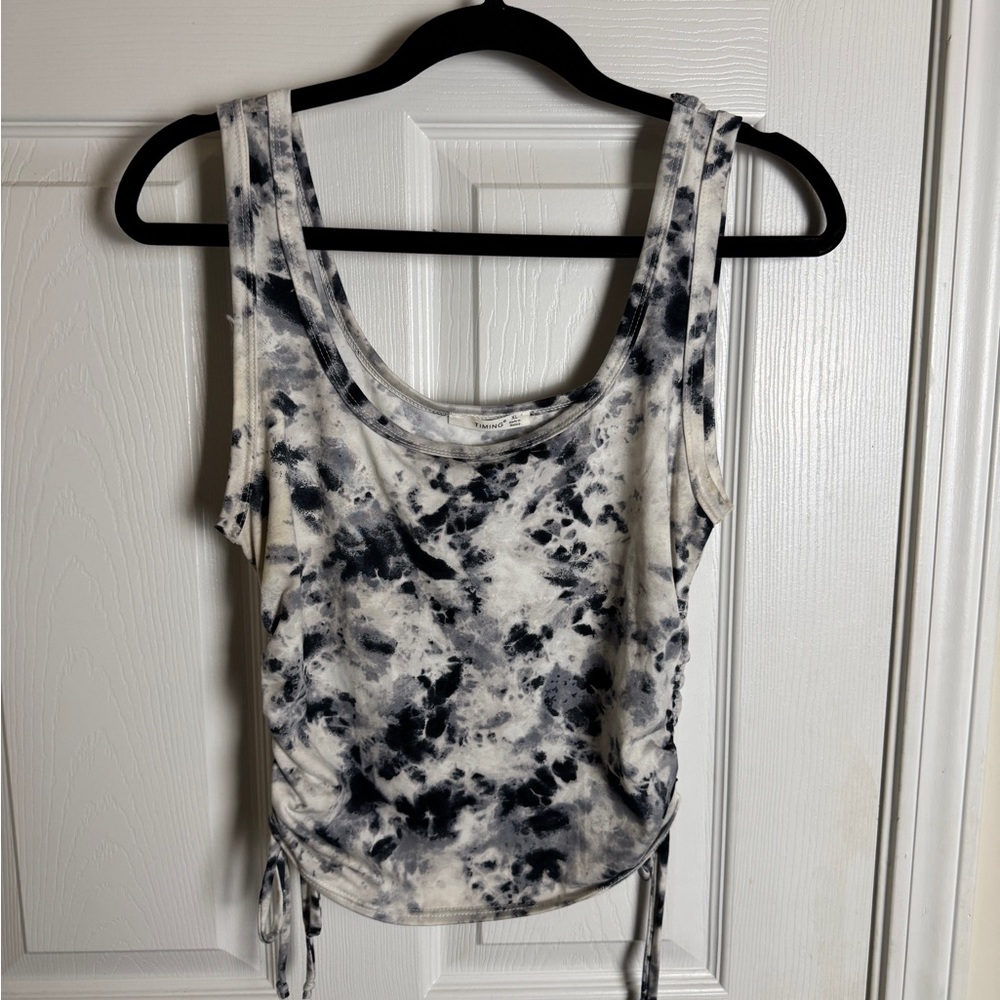 Timing Black and White Tie-Dye Tank Top